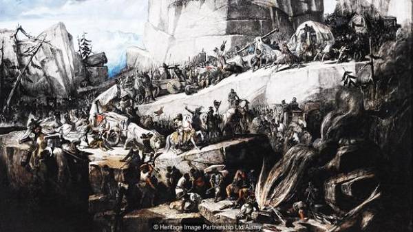 Hannibal Crosses the Alps. Masson, Benedict (1819-1893) q magazine