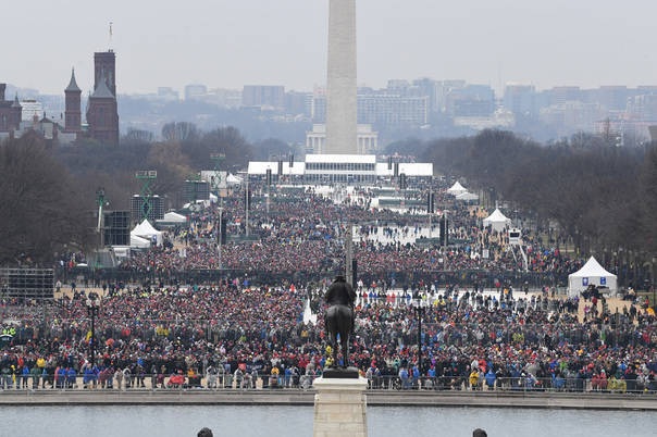 Spectators fill at National Mall to witness the inauguration of President Donald Trump on January 20, 2017 in Washington, D.C. Trump becomes the 45th President of the United States. Photo by Pat Benic/UPI | 578880_032 WASHINGTON Etats-Unis United States