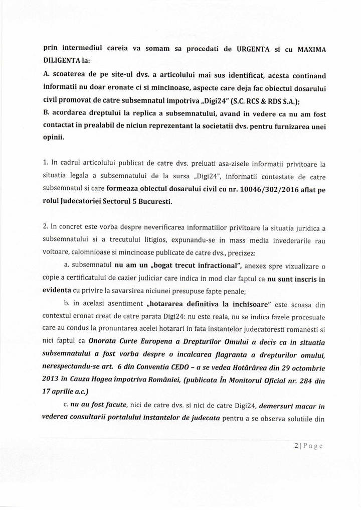 Notificare Petrica Hogea vs. Cancan 3