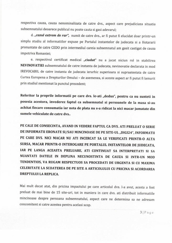 Notificare Petrica Hogea vs. Cancan 4