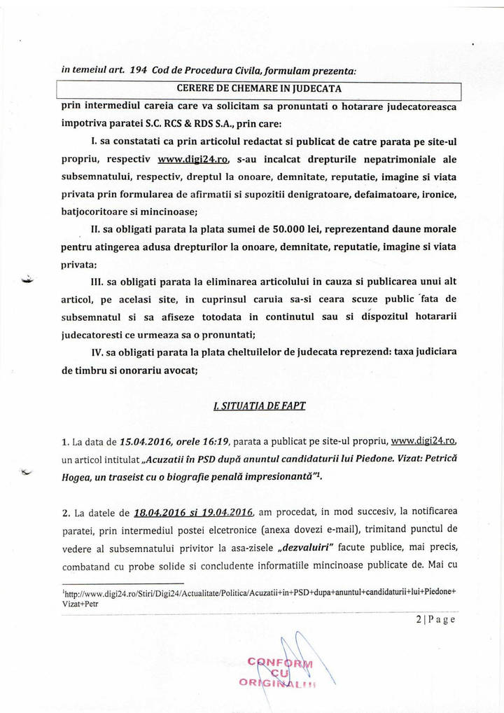 Notificare Petrica Hogea vs. Cancan 9