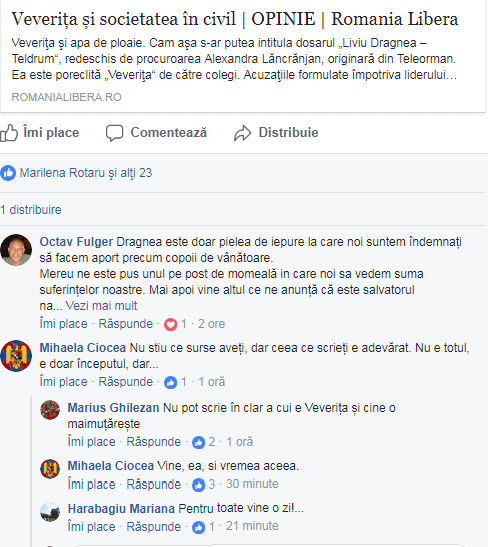 Screenshot FB comentariu Q Magazine