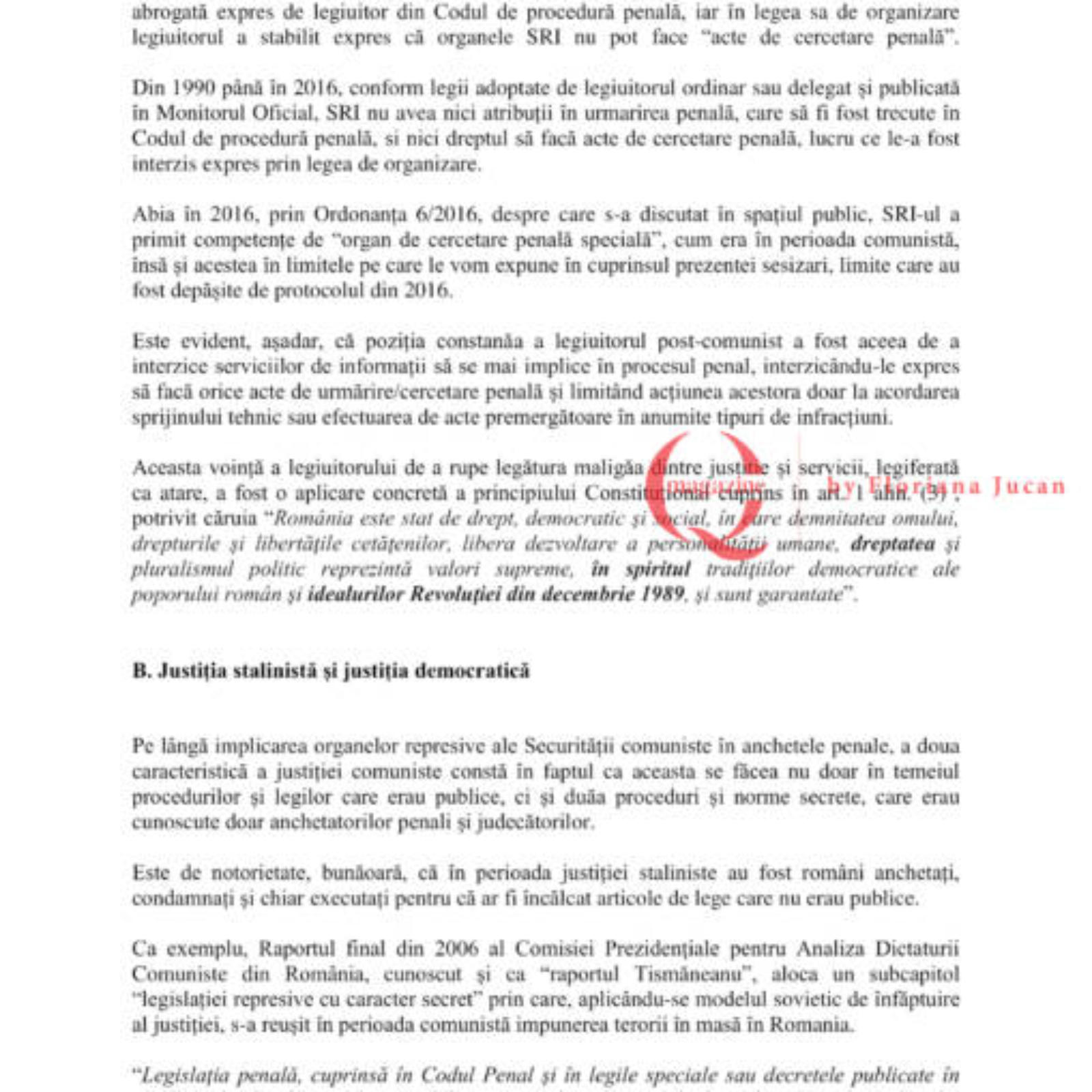 Exclusiv Q Magazine. Sesizarea CCR pentru protocoalele SRI din 2009 și 2016. DOCUMENT (10)