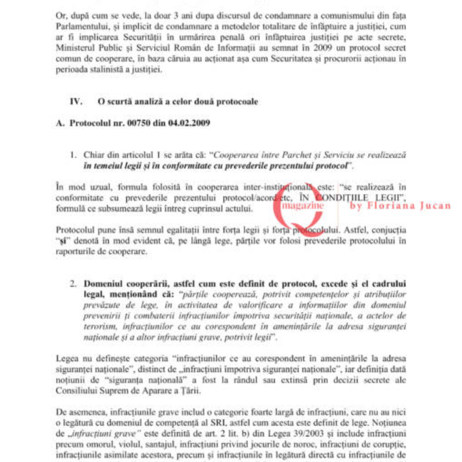 Exclusiv Q Magazine. Sesizarea CCR pentru protocoalele SRI din 2009 și 2016. DOCUMENT (12)