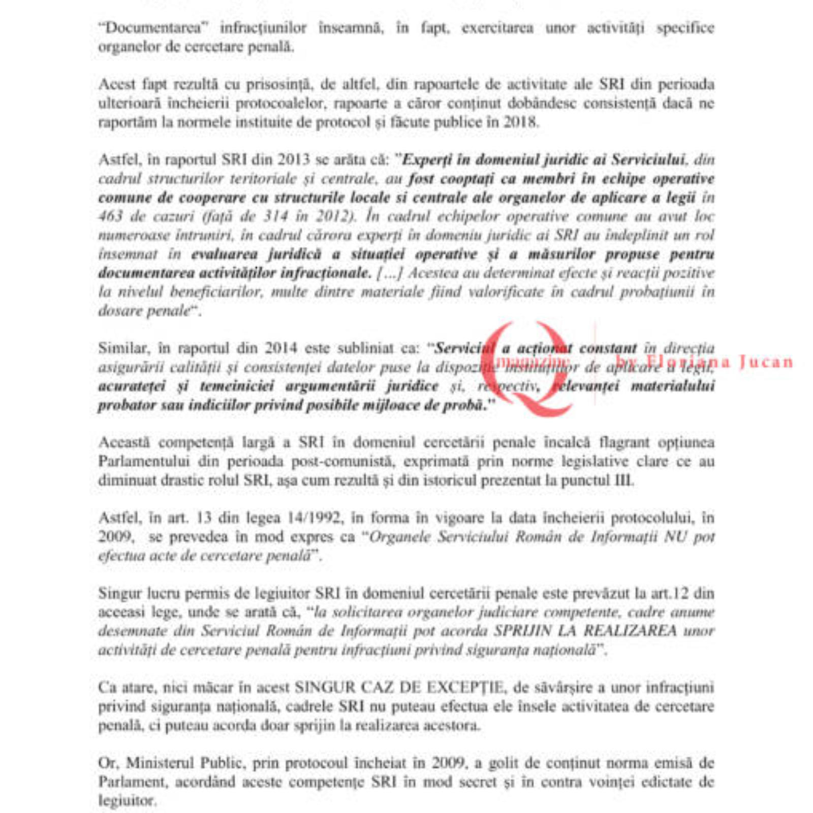 Exclusiv Q Magazine. Sesizarea CCR pentru protocoalele SRI din 2009 și 2016. DOCUMENT (13)