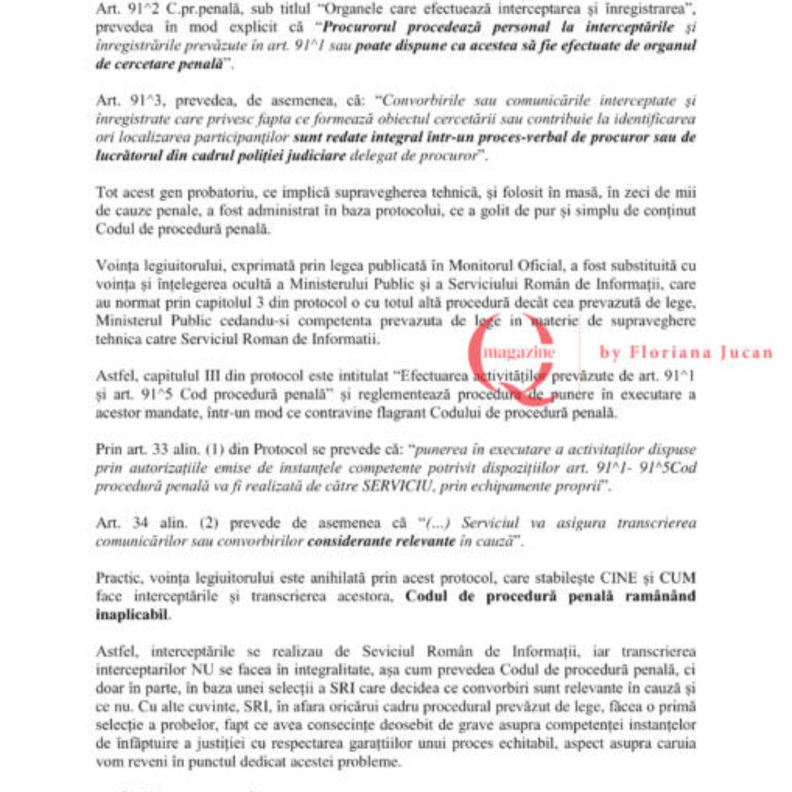 Exclusiv Q Magazine. Sesizarea CCR pentru protocoalele SRI din 2009 și 2016. DOCUMENT (14)