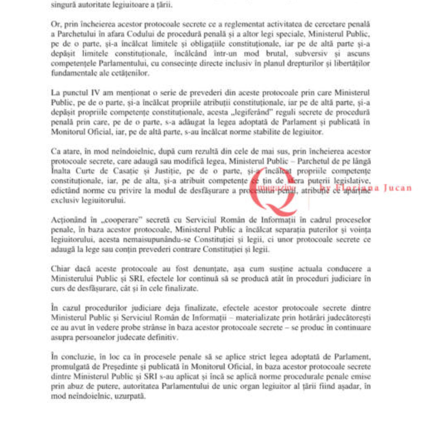 Exclusiv Q Magazine. Sesizarea CCR pentru protocoalele SRI din 2009 și 2016. DOCUMENT (23)