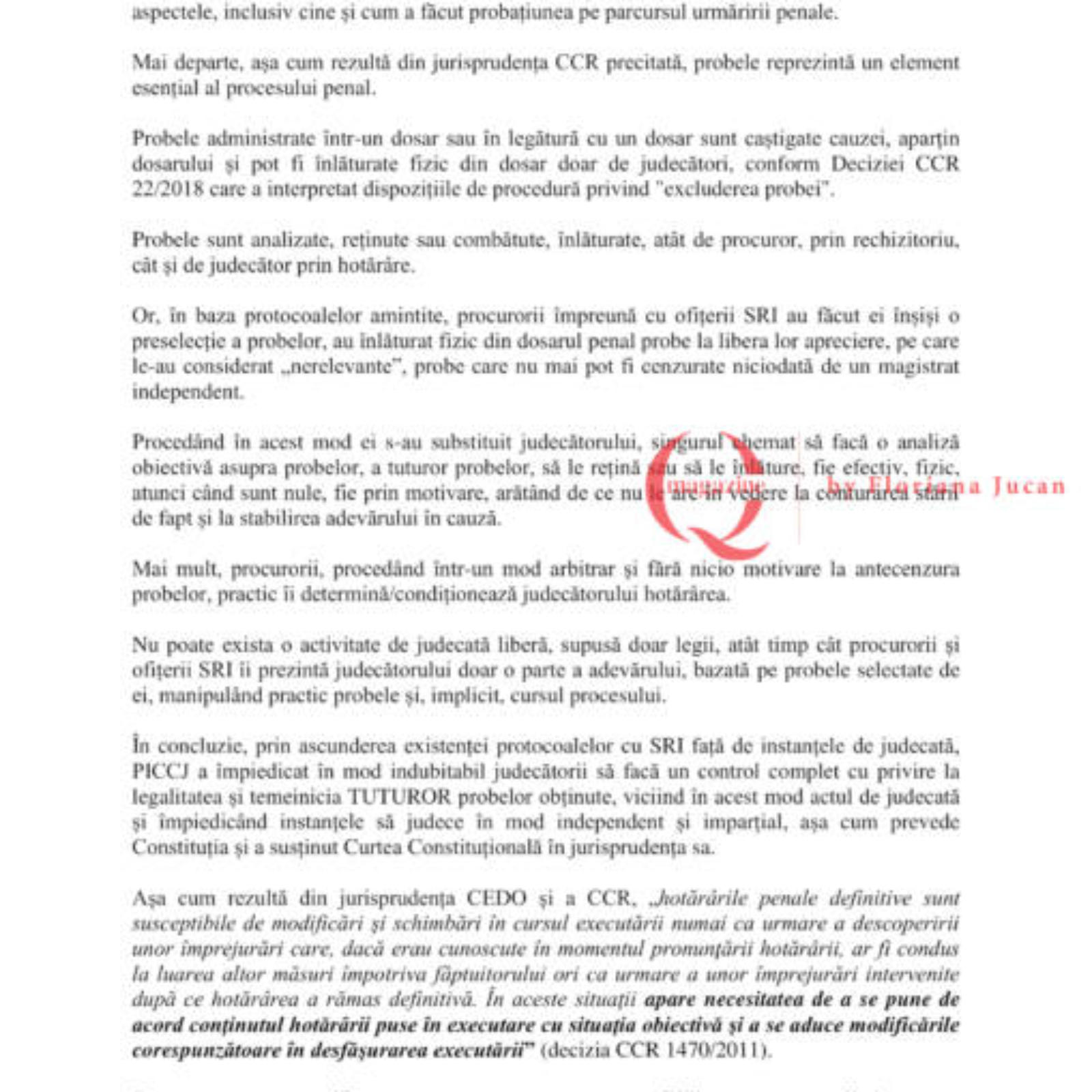 Exclusiv Q Magazine. Sesizarea CCR pentru protocoalele SRI din 2009 și 2016. DOCUMENT (30)