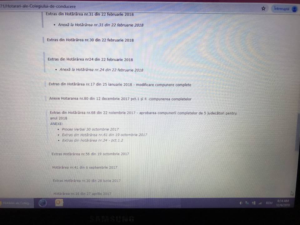 Pe siteul Înaltei Curți de Casație și Justiție , la data de 6 decembrie, nu existau decât Anexele Hotărârii 80, Q Magazine